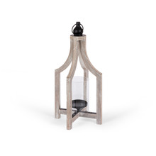 Small Wooden Lantern w/Glass Tube - 2 Lanterns