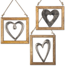 3 Sets of 3 Wood & Metal Heart - 9 Pieces