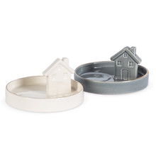 White & Gray Porcelain House Ring Holder Dish - 8 Pieces