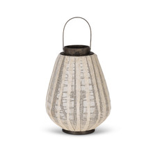 Brown Wood Lantern with Fabric Cover & Glass Tube
