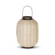 Natural Wood Lantern with Fabric Cover & Glass Tube