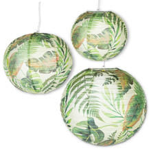 2 Sets of 3 Paper Lanterns with Tropical Pattern - 6 Lanterns