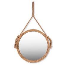 Large Round Wood Mirror with Lepironia Rope
