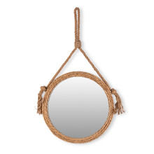 Round Wood Mirror with Lepironia Rope