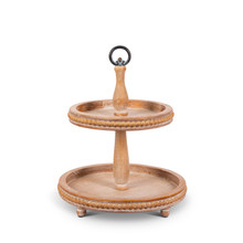Wood and Metal 2-Tier Stand with Round Trays