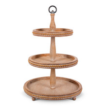 Wood and Metal 3-Tier Stand with Round Trays