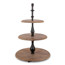 Wood and Metal 3-Tier Stand w/ Round Trays