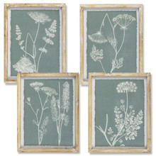 Framed Botanical Floral Print Wall Art - 4 Pieces