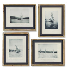 Framed Vintage Sail Boat Wall Art -  4 Pieces