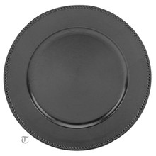 Case of 12 Round 13" Black Beaded Charger Plates