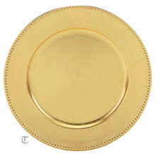 Case of 12 Round 13" Gold Beaded Charger Plates