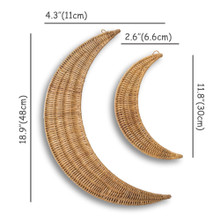 Set of 2 Crescent Moons Wall Hanging Wood Wall Art for Home Decoration and Display