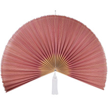 Giant Wall Decor Folding Bamboo Fan for Home Decoration (Orange Red)