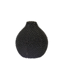 Ec, Gloss Black Spiked Ceramic Vase 8"
