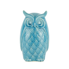 Ceramic Owl Decor, 10", Teal