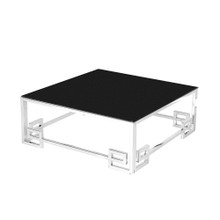 Stainless Steel Cocktail Table, Silver/black Glass