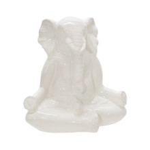 Ceramic 7" Yoga Elephant, White