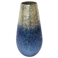 12" Crackled Vase, Silver Blue Ombre