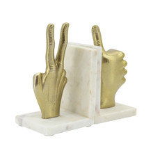 S/2 Hand Sign Bookends, Gold