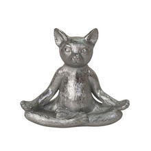 Polyresin, 7" Yoga Cat, Silver