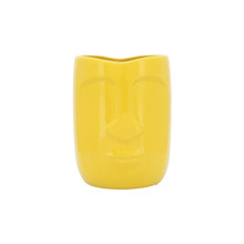 Cer 6" Face Vase, Yellow