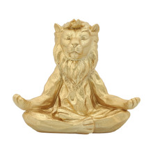 Resin 7" Yoga Lion, Gold