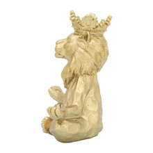 Resin 7" Yoga Lion W/crown, Gold