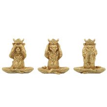 Resin, S/3 6", Yoga Lion Set, Gold