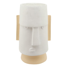 Resin 10"dia Angry Comic Face Planter, White