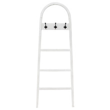 Wooden Decorative 68" Ladder W/ Hooks, White
