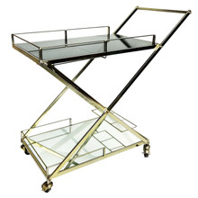 Two Tier 33"h Rolling Bar Cart, Gold