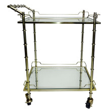 Two Tier 30"h Rolling Bar Cart, Gold