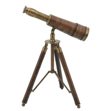 Metal, 13"h Scope On Stand, Brown