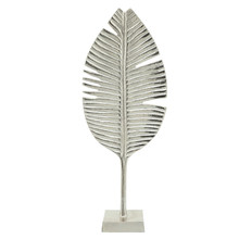 22"h Leaf With Metal Base, Silver