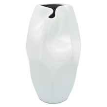Cer, 14"h Abstract Vase, White