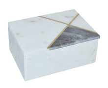 Marble, 7x5 Rectangular Box Brass Inlay, White