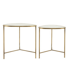 Metal, S/2 18/20" Side Tables, White/gld