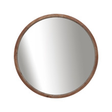 Wood, 32" Round Mirror, Brown Wb