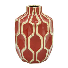 Cer Vase 8", Red/gold