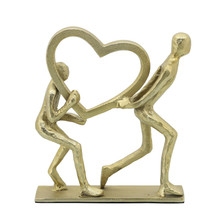 Metal 10"h Heart Couple, Gold