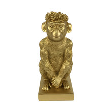 Res, 14" Monkey Figurine Flower Crown, Gold