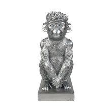 Res, 14" Monkey Figurine Flower Crown, Silver
