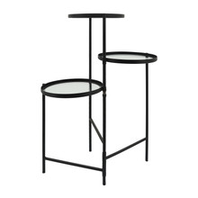 Metal, 32"h 3-layered Glass Plant Stand, Black