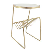 Metal, 26"h Mirrored Side Table/rack, Gold