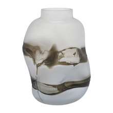 Glass, 14''h, Dented Vase, Gray