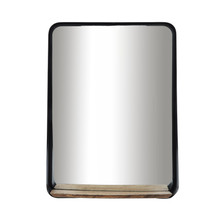 Metal, 22x30 Mirror W/ Shelf, Black/brown