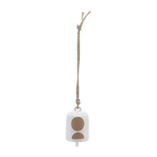 Cer, 4" Hanging Bell Circles, White/beige