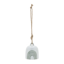 Cer, 4" Hanging Bell Rainbow, White/green