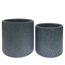 Resin, S/2 13/16"d Round Nested Planters, Gray