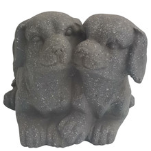 Resin, 11"l Puppies Duo Planter, Gray